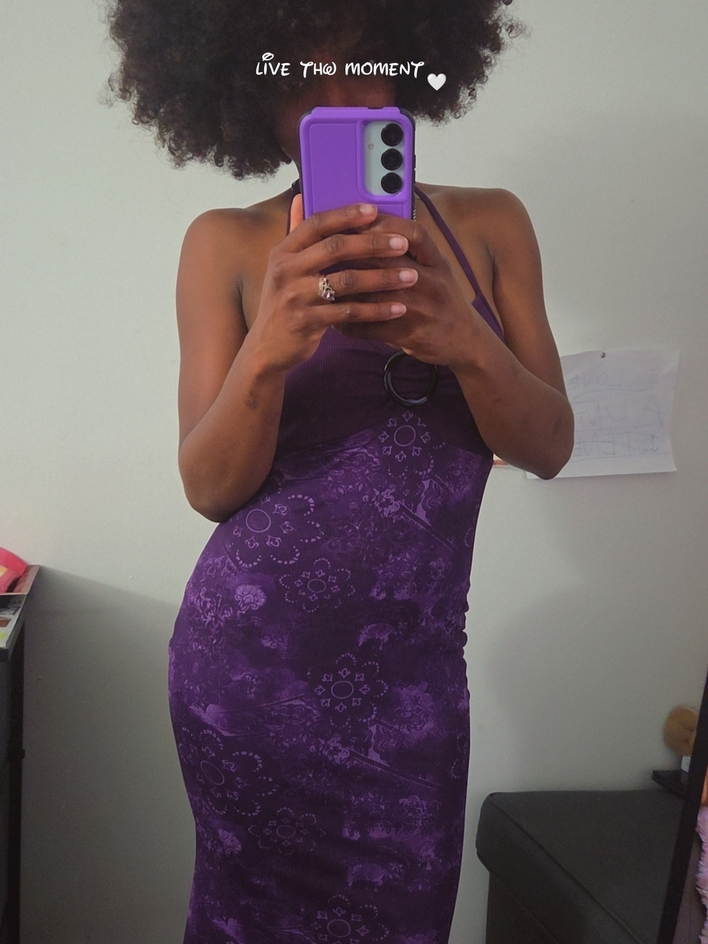 ROMWE Dark Purple Floral Halter Bodycon Dress